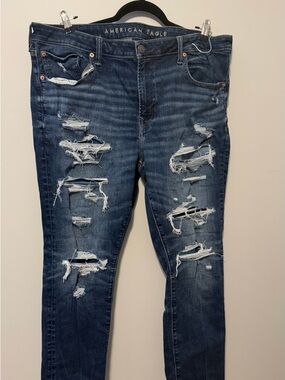 American Eagle AirFlex+ Skinny Jeans Distressed 40x30 Dark Wash Stretch
